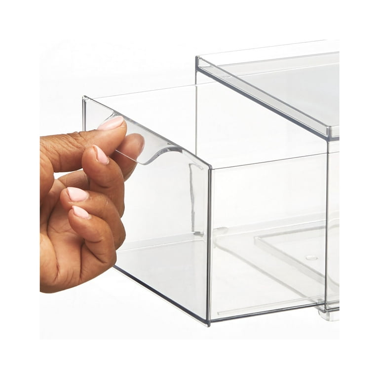 mDesign Stacking Plastic Storage Kitchen Pantry Bin - 2 Pull-Out Drawers -  Clear