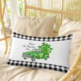 thumbnail image 4 of St. Patrick's Day Pillow Covers, Linen Long Throw Pillow Case, Spring Three Leaf Grass Truck Black Plaid Holiday Pillow Protector Decorative Cushion Cover for Living Room/Bedroom 20" x 36", 4 of 8