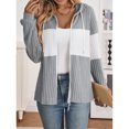 thumbnail image 2 of Cogild Sweaters Cardigans for Womens Zipper Up Striped Color Ribbed Cardigans for Womens Winter Fall Cardigans, 2 of 7