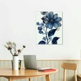 thumbnail image 3 of ARISTURING  Canvas Wall Art Navy Flower Painting Art Prints Blue Floral With Butterfly Picture Artwork Modern Bedroom Bathroom Wall Decor Framed Ready to Hang, 3 of 5