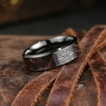 thumbnail image 6 of King Will Cross Ring for Men Gunmetal Gray Plated Titanium Wedding Band Brown Camouflage Inlay Wedding Ring 8mm Width Faith Collection Comfort Fit Size 10, 6 of 7