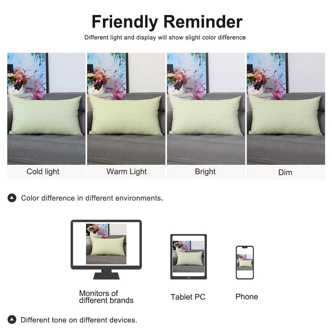 Unique Bargains Canvas Decorative Throw Pillow Cover 2-Pack Green and White 12" x 20"