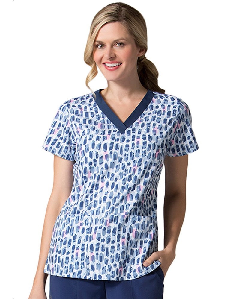 Maevn Uniforms Women's VNeck Floral Print Scrub Top