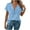Light Blue, variant on cocolona Womens Summer Linen Shirts Fashion Solid Color Short Sleeve Button V Neck Tops Casual Loose Fit Blouses