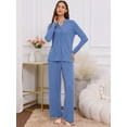thumbnail image 5 of DARING DIVA Women's Button Down Knit Pajamas Sets S Blue, 5 of 8