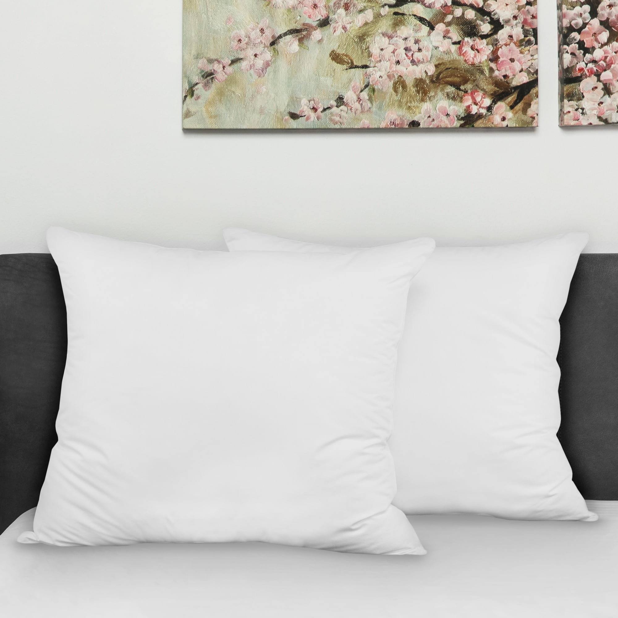 28" Euro Square White Bed Pillows 2 Pack
