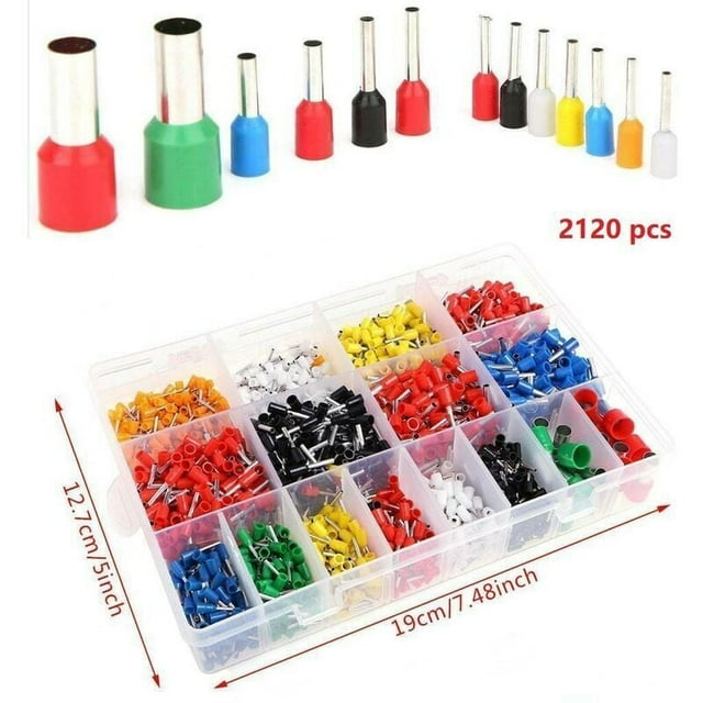 2120x Assortment of insulated cable end ferrules 0.5-16mm² Wire Cable ...