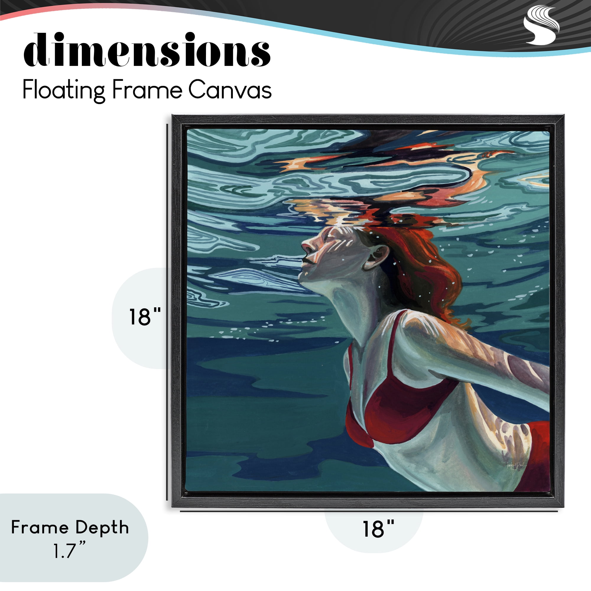 Stupell Industries Swimming To The Surface Black Framed Floater Canvas Wall Art, design by Kate Jarvik Birch