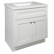 Design House 585125 Brookings Shaker 2-Door Vanity with Cultured Marble 4 in. Centerset Solid White Contempo Top, Unassembled, 31x22, White