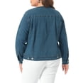 thumbnail image 3 of Agnes Orinda Women's Plus Size Denim Jacket Button Down Anorak Utility Casual Cargo Jackets with Pockets 2025 Outfits 4X Blue, 3 of 6