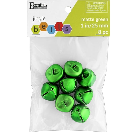 Essentials By Leisure Arts Arts Jingle Bells 25mm Matte Green 8pc