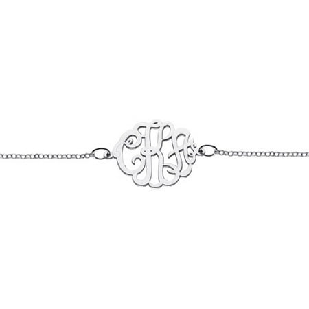 Personalized Planet Women's Sterling Silver 20mm Fancy Monogram Bracelet
