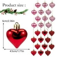 thumbnail image 3 of 12 PCS Heart Shaped Ornament for Christmas Tree Red Heart Hanging Ornament Multi Finish Hearts Plastic Baubles Xmas Tree Hanging Decoration for Valentines Anniversary Party Decor,Red, 3 of 9