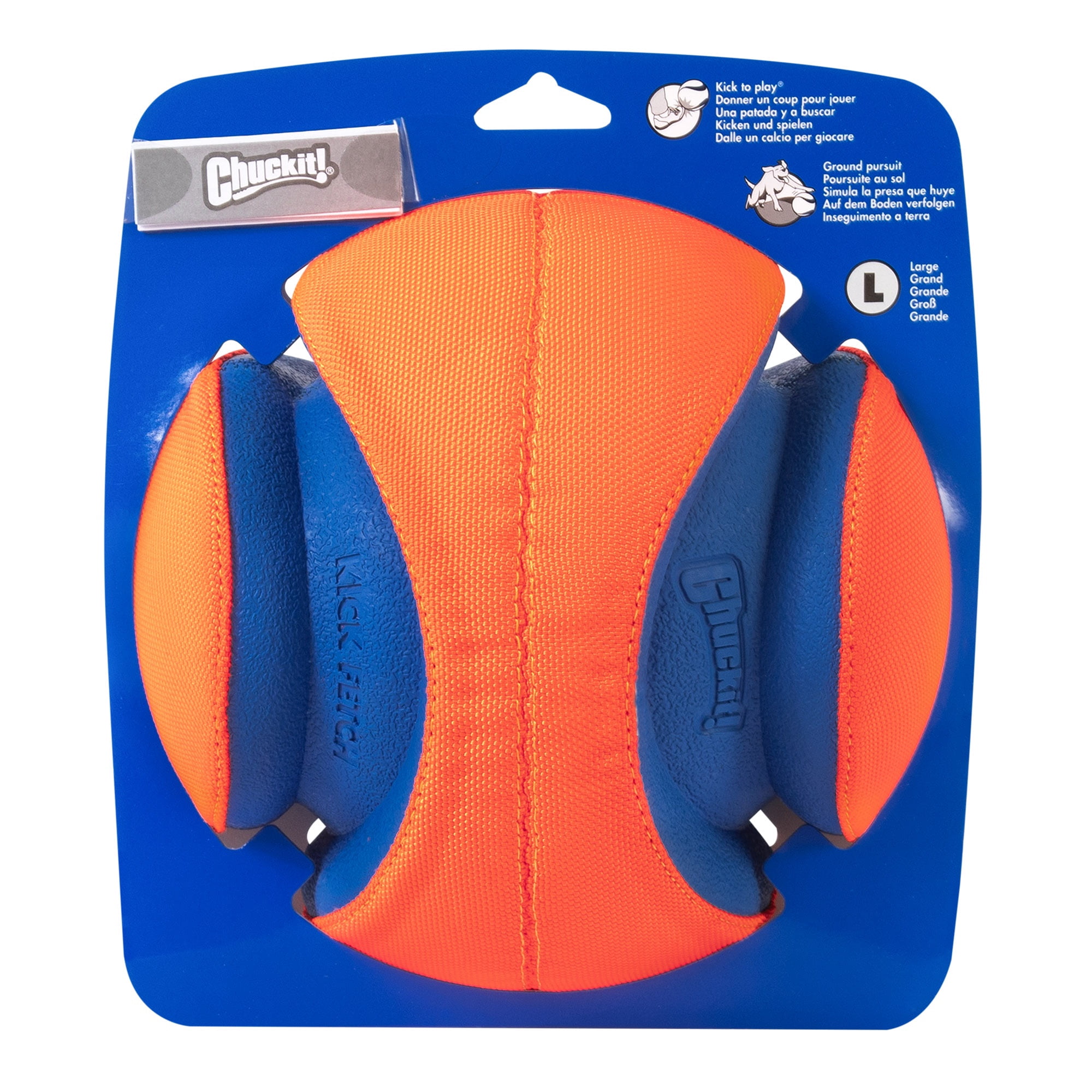 Chuckit! Kick Fetch Rubber Ball Interactive Fetch Dog Toy, Large 8" for Large Dogs 60-100 lb, Orange, Pack of 1