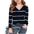 thumbnail image 6 of ShomPort Long Sleeved T-Shirt for Toddler Children Striped V-Neck Undershirt Lightweight Loose Tops Trendy Breathable Tees, 6 of 7