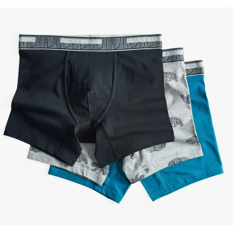 LUCKY BRAND MEN -193 P67 BEAR TEAL - XLARGE - 3 PACK BOXER BRIEF