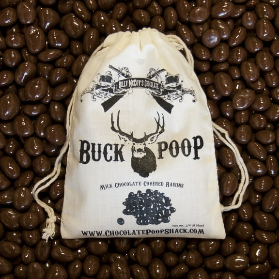 Chocolate Buck Deer Poop - Chocolate Raisins in Vintage Cotton Bag