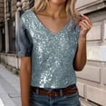 thumbnail image 2 of Kcolen V Neck T Shirts for Women V Neck Short Sleeve Summer Oversized Comfy Solid Color Tee Shirt Women's Trendy Blouses Dressy Casual Vacation Clothes,Silver, 2 of 8