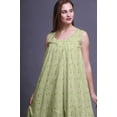thumbnail image 2 of Bimba Beige Verdâtre5 Feuilles Florales et Freesia Mi-Mollet Vêtement de Nuit Femme Coton Imprimé Sans Manches Robe de Nuit Maxi Grande, 2 of 6