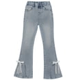 thumbnail image 2 of ITSAME Girls Flared Jeans, Cute Bow Slim Fit High Waist Kids Stretch Casual Denim Pants with Pockets Blue Size 9, 2 of 7