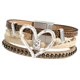 thumbnail image 4 of Pulsera Boho tipo brazalete Pulsera apilable Brazalete de aleación Pulsera envolvente de cuero PU Caqui, 4 of 9