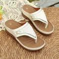 thumbnail image 6 of KIJBLAE Women's Sparkly Shiny Accent Wedge Flip Flops, Thick Sole Wide Width Comfort Casual Summer Beach Outdoor Slippers White 39, 6 of 7