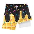 thumbnail image 4 of JUMEYU Ice Cream Swim Trunks for Kids Beach Shorts Quick Dry Swimwear with Compression Liner Drawstring Waist Size 13-14 (Black,13-14 Years), 4 of 4