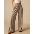 thumbnail image 4 of Women Wide Leg Pants with Pocket High Waisted Lounge Palazzo Autumn and Winter Pants Khaki L, 4 of 7