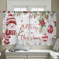 thumbnail image 4 of Red Snowman Christmas Sheer Curtains 54 Inches Length 2 Panels Set, Window Sheer Curtains for Living Room/Bedroom, Xmas Botanical Balls Snowflake Vintage Light Filter Rod Pocket Curtain 52''x54''x2, 4 of 7