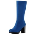 thumbnail image 1 of Botas Hasta Media Pantorrilla Tacón De Bloque Para Mujer Azul oscuro 40, 1 of 6