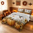 thumbnail image 2 of Homewish Rustic Hummingbird Pumpkin Duvet Cover Queen, Chic Sunflower Queen Bedding, White Orange Blue, Gray Reversible 3 Pieces, 1 Duvet Cover and 2 Pillowcases, 2 of 6
