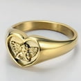 thumbnail image 4 of Stainless Steel Heart Shaped Signet Style Angel Pattern Statement Promise Wedding Ring, 4 of 4