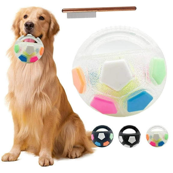 Dog Toy Soccer Ball with Handles Durable Pet Training Ball, Calming Balls, Toss and Fetch Play, Interactive Balls for Dogs Playing, Squeaky Floating (1PC, A)