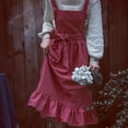 thumbnail image 4 of Yokua Ruffle Baking Apron Pinafore Dress Adjustable Maid Costume Apron with Pockets, 4 of 20