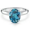 thumbnail image 3 of Gem Stone King 10K White Gold London Blue Topaz Engagement Ring for Women | 2.25 Cttw | Oval 9X7MM | Gemstone November Birthstone | Size 5, 3 of 6