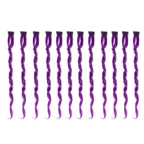 ETHZZLE 12Pcs Purple Clip in Hair Extensions One Piece Color Strips for Highlights Without Damage