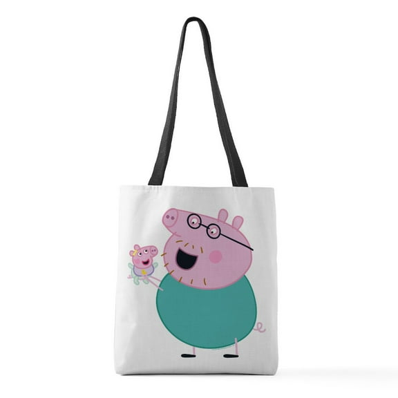 CafePress - Peppa Pig: Daddy Pig & Baby - Polyester Tote Bag 16"x16"
