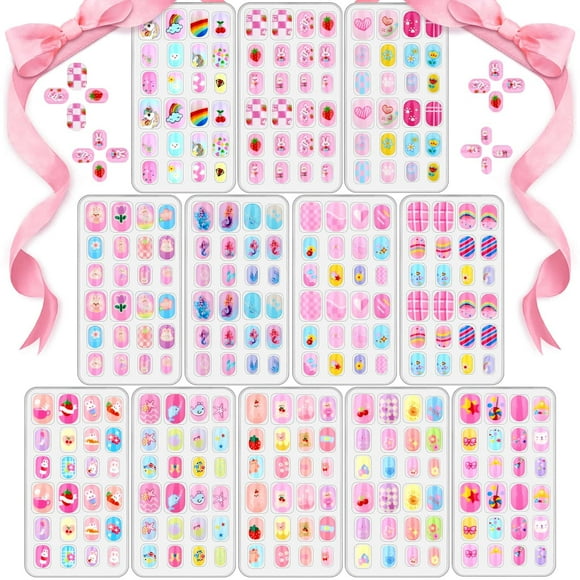 Set de uñas postizas Kids Nails Press ons Acejoz para niñas de 8 a 12 años