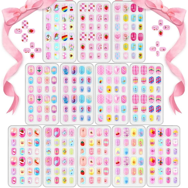 Set de uñas postizas Kids Nails Press ons Acejoz para niñas de 8 a 12 años