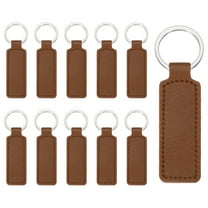 Uxcell 10 Pcs PU Leather Keychain Blanks Bulk Rectangle Laser Engraving Keychain Leather Key Fob Kit with Key Rings for DIY Supplies Gifts (Brown, 3.7"x1")