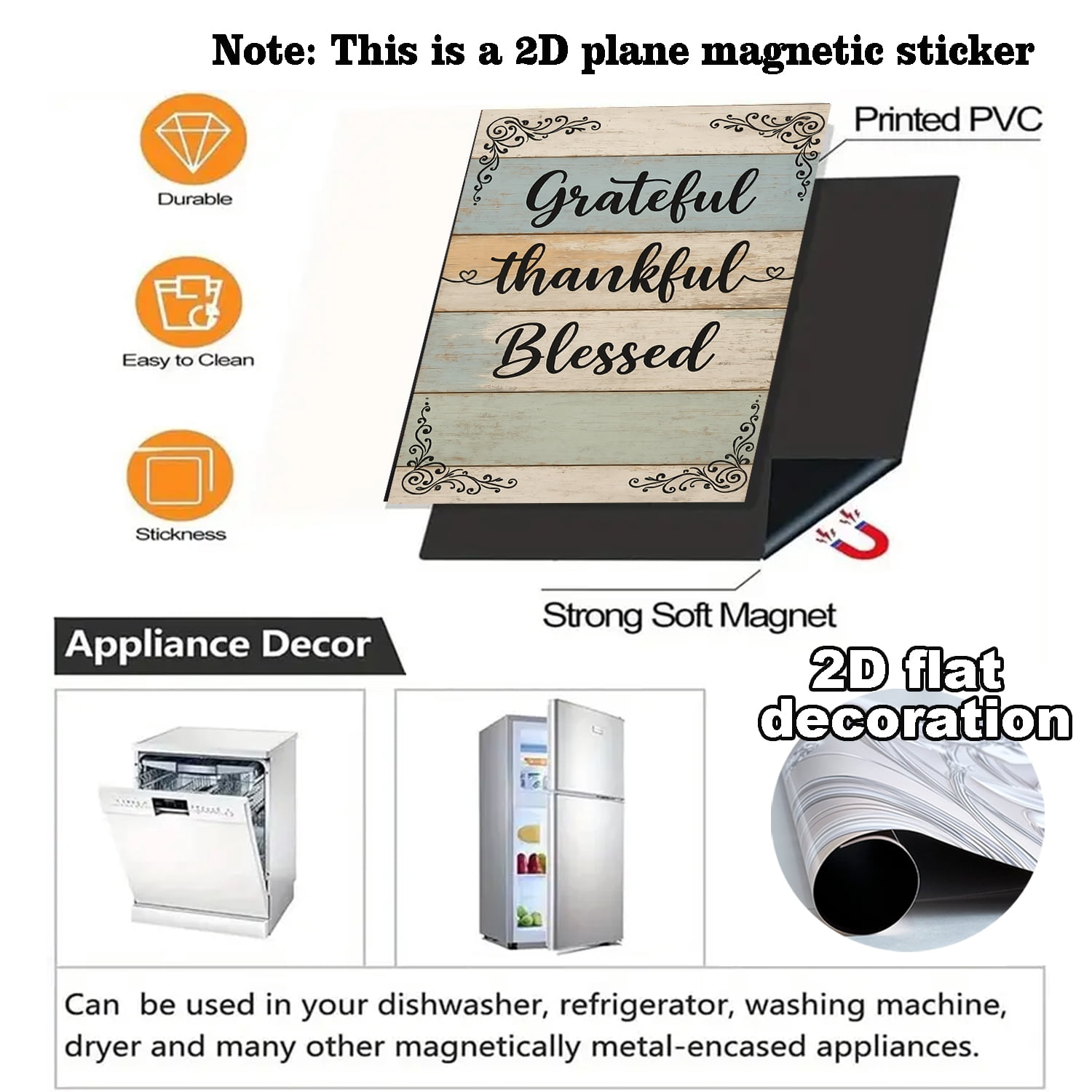 Wood Grain Blessings Dishwasher Magnet Cover, Dishwasher Front Door Decoration, Kitchen Decoration, Kitchen Dishwasher Decal, Refrigerator Panel, Magnetic Dishwasher Sticker 23 X 25.6 Inch