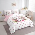 thumbnail image 2 of Manfei Bowknot Kitten Twin Bedding, Cartoon Blossoms Flower Bedding Comforter Set, Pink, Pink Reversible, 7 Pieces, 2 of 6