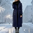 thumbnail image 3 of DAFPZW Women's Winter Double Breasted Wool Coat Business Casual Long Winter Pea Coat Trendy Outwear with Belt, 3 of 6