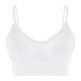 thumbnail image 3 of Feancey Womens Wireless Sports Bras Ribbed Knit Open Back Yoga Bra Spaghetti Strap Casual High Impact Workout Bras Breathable No Underwire Everyday Underwear White M, 3 of 9