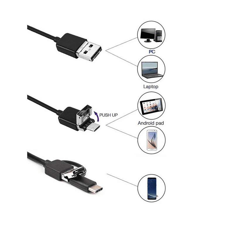 7mm Endoscope Camera Type C Android Borescope Inspection Camera Waterproof  For Smartphone Adjustable LEDS Hard Cable Cam From Microspycamera, $19.01