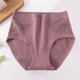 thumbnail image 2 of Seductiva Women Pantie Women Solid Color Cotton V Neck High Waist Lace Abdominal Briefs 0 1PC, 2 of 5