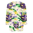 thumbnail image 4 of RKSTN Mardi Gras 3/4 Sleeve T Shirts for Women Top Oversized Crewneck Carnival Mask Print 3/4 Length Sleeve Shirt Womens Casual Round Neck Mask Tuesday Carnival Party Three Quarter Sleeve Tee Shirt, 4 of 5