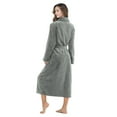 thumbnail image 2 of PajamaX Fleece Womens Bathrobe, Long Plush Robes for Women, Two Side Pockets and Belts, Warm and Cozy (Grey, L), 2 of 5