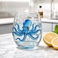 thumbnail image 4 of Handmade Sea Creature Glass Cups, Artisan-Crafted Sea Animal Drinking Glasses, Food-Safe Lead-Free Coastal Drinkware, Unique Nautical Tabletop Decor for Beach House Living Room Kitchen, Octopus, 4 of 8