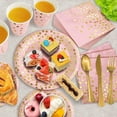 thumbnail image 6 of 175PCS Party Supplies, Serves 25 Pink and Gold Disposable Dinnerware Set, Easter Graduation Wedding Birthday Party Decorations Plates Cups and Napkins Sets with Plastic Knives Forks Spoons, 6 of 7